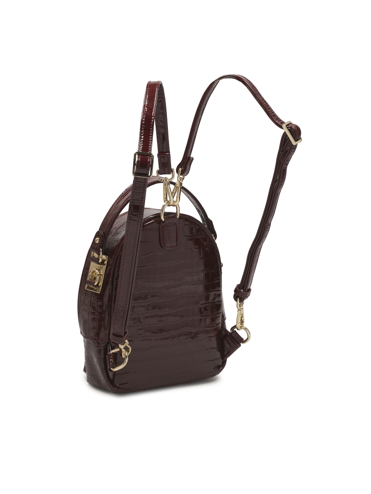 Plecak 2w1 z bordowej tłoczonej skóry