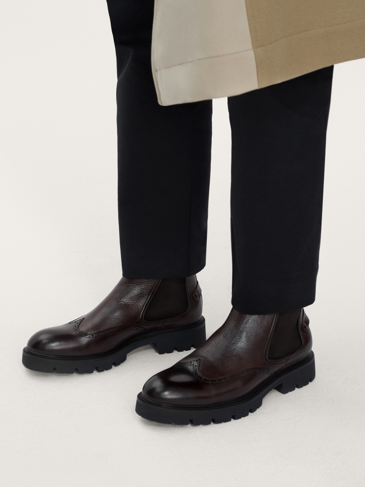 Brązowe sztyblety męskie na trepowej podeszwie