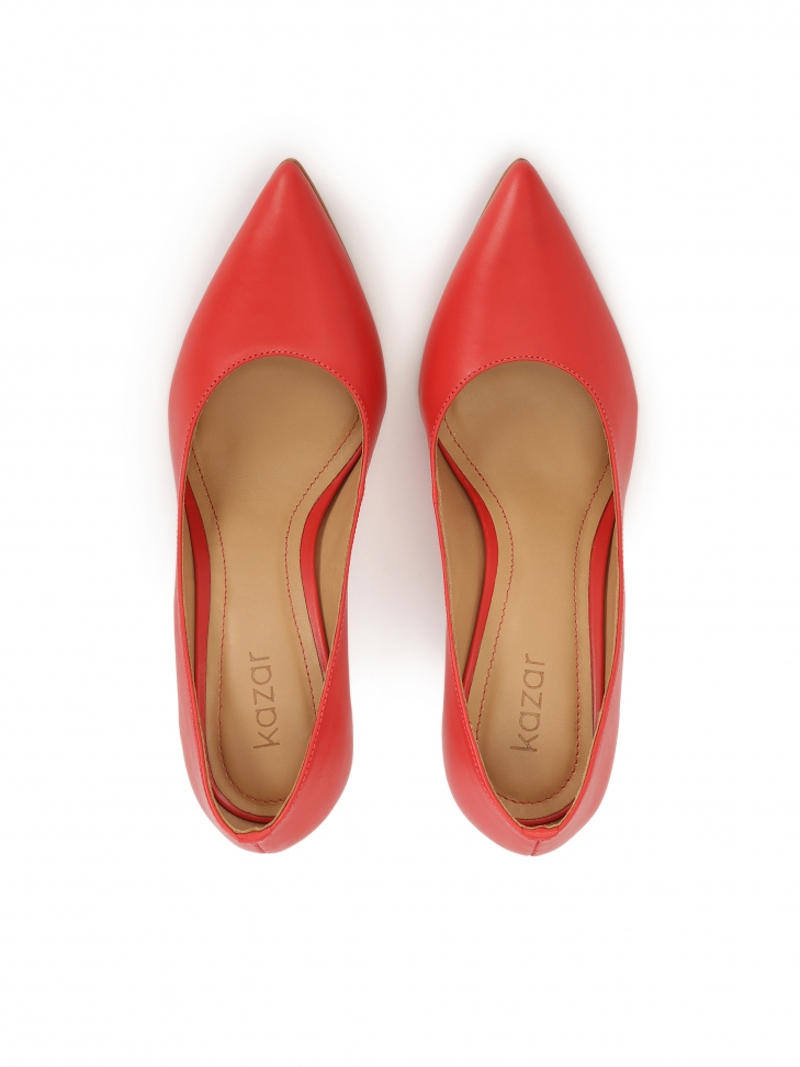 Czerwone skórzane czółenka na szpilce