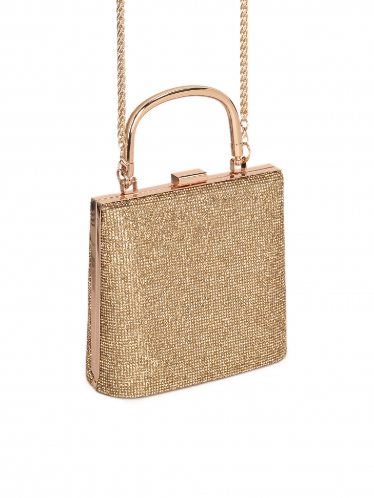 Błyszcząca torebka wieczorowa z rączką