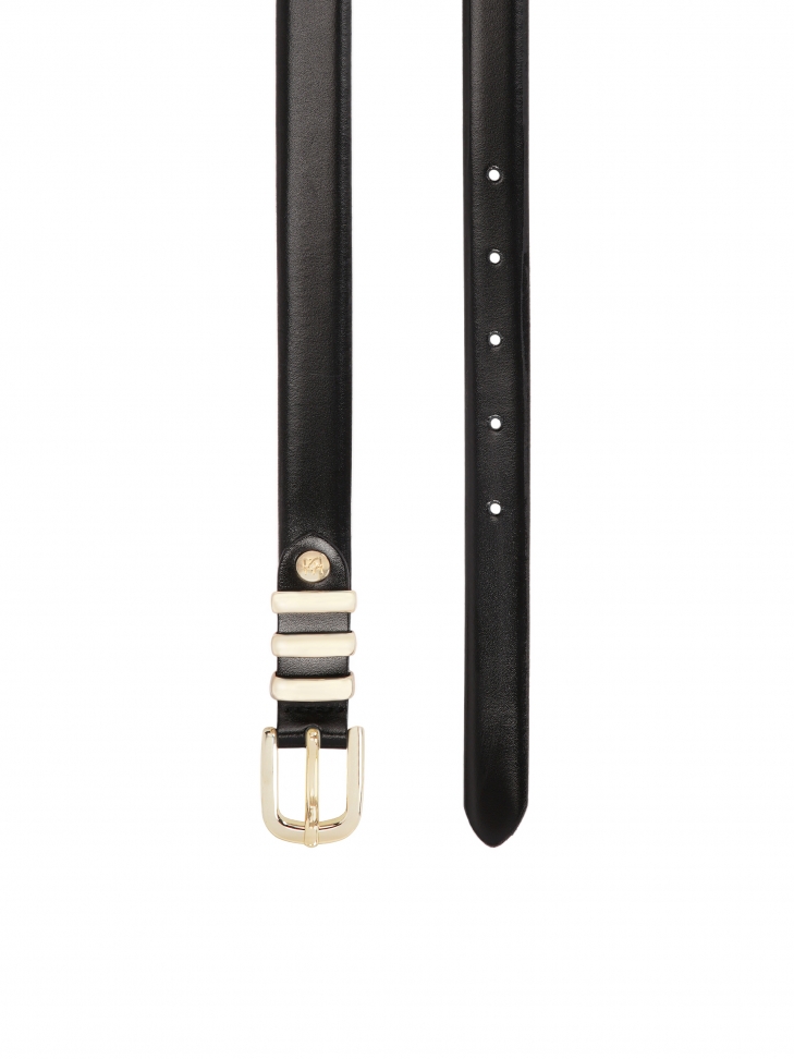 Czarny wąski pasek z metalowymi szlufkami