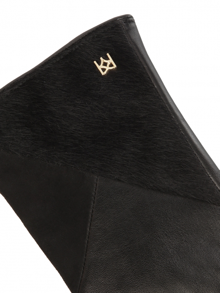 Damskie rękawiczki z łączonych materiałów