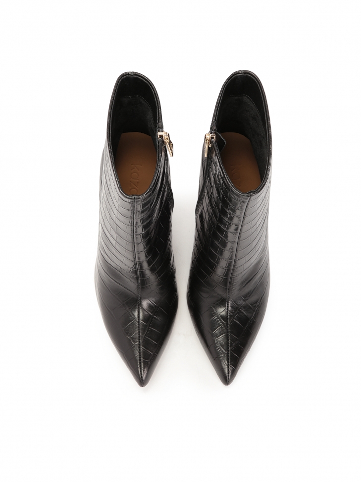 Eleganckie botki na wysokiej szpilce w okodyli wzór