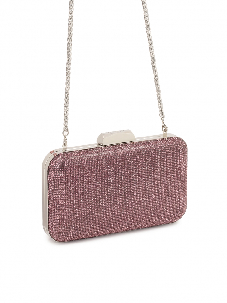 Wieczorowa torebka puzderko z różowymi yształkami