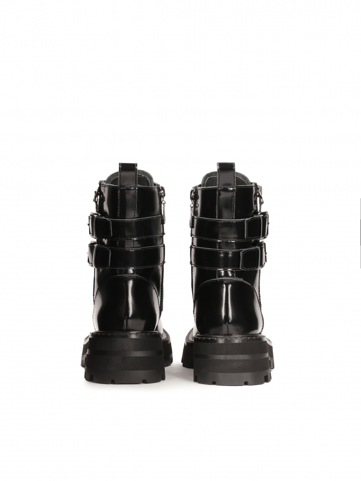 Damskie trzewiki ze skóry w militarnym stylu