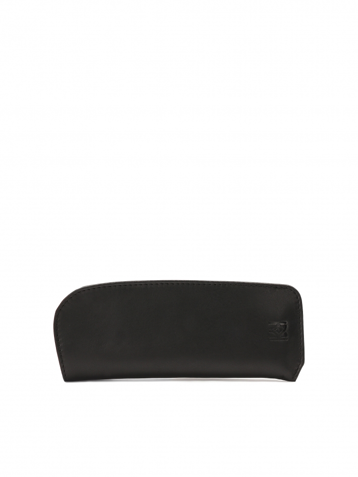 Skórzane czarne etui na okulary i długopis