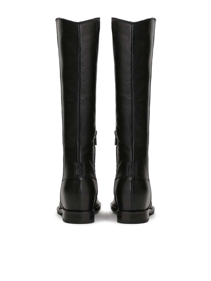 Skórzane kozaki damskie na podwyższeniu