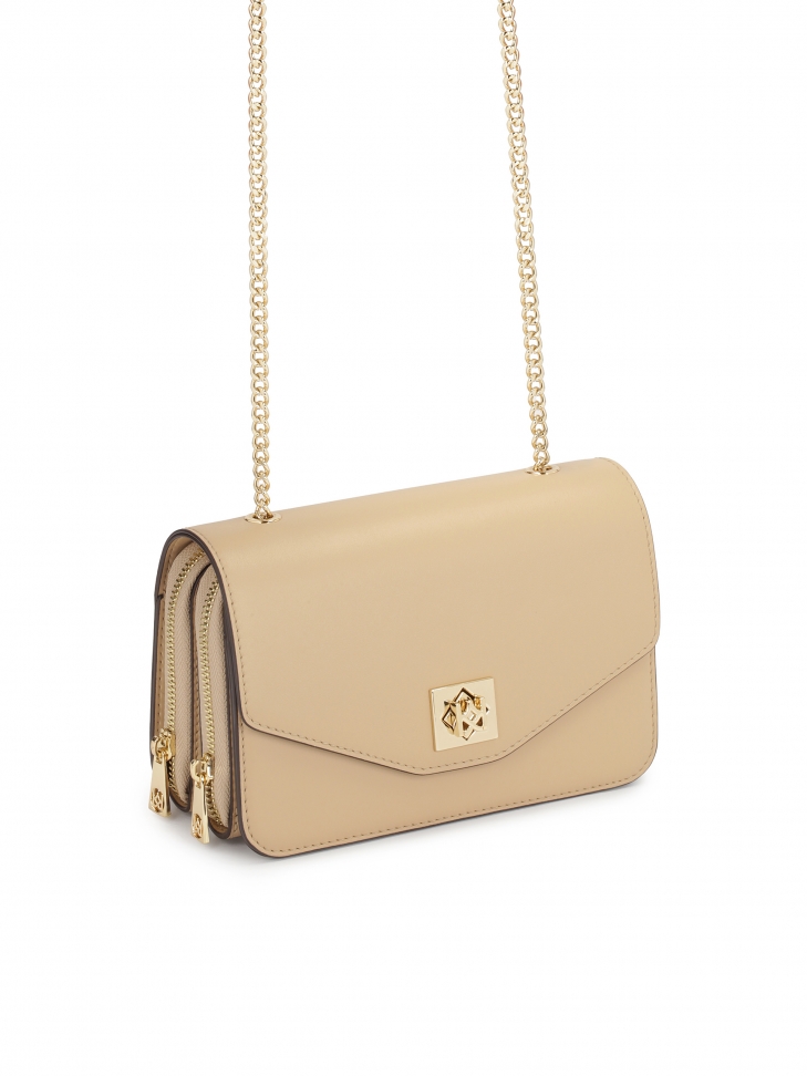 Beżowa listonoszka harmonijka z klapą