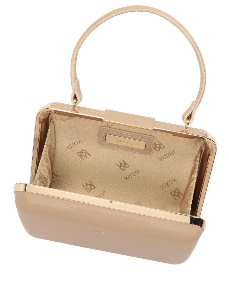 Sztywna torebka puzderko poyta skórą