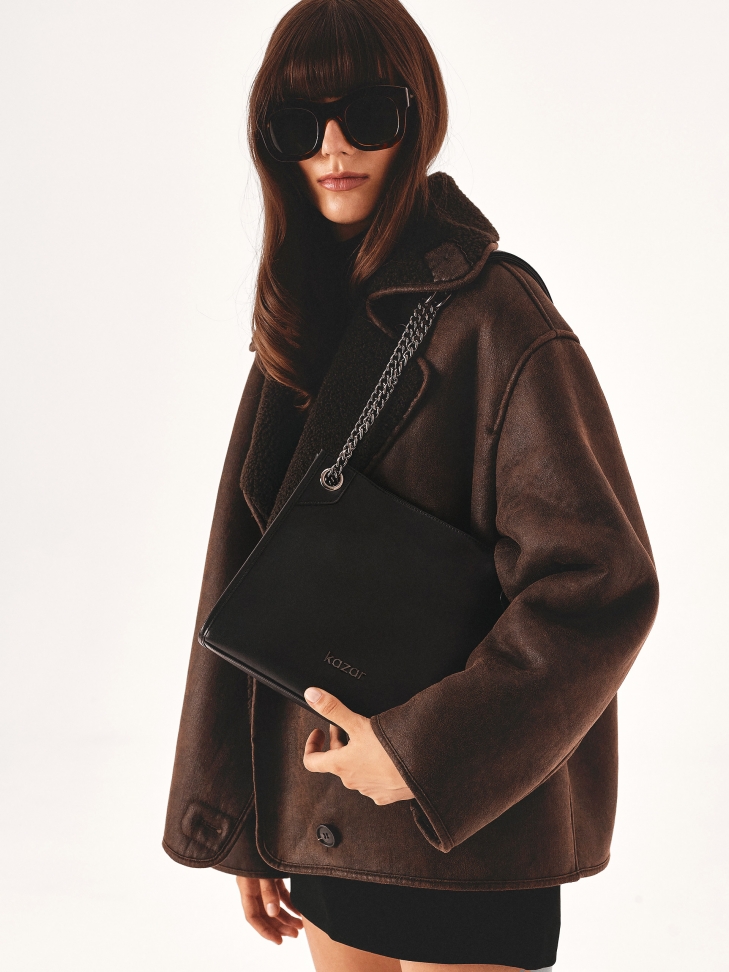 Torebka na ramię z przesuwanym łańcuchem