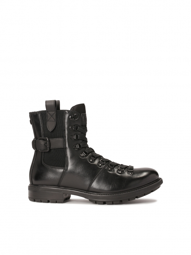 Sznurowane skórzane trzewiki męskie