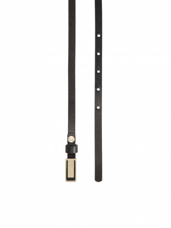 Wąski skórzany pasek z klamrą plate