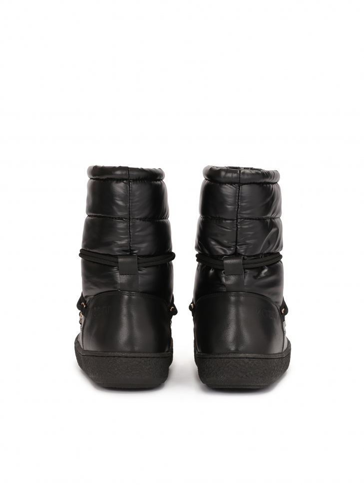 Czarne ocieplane śniegowce z łączonych materiałów