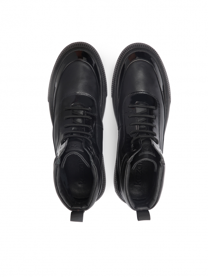 Skórzane męskie sneakersy za kostkę z połyskującymi elementami