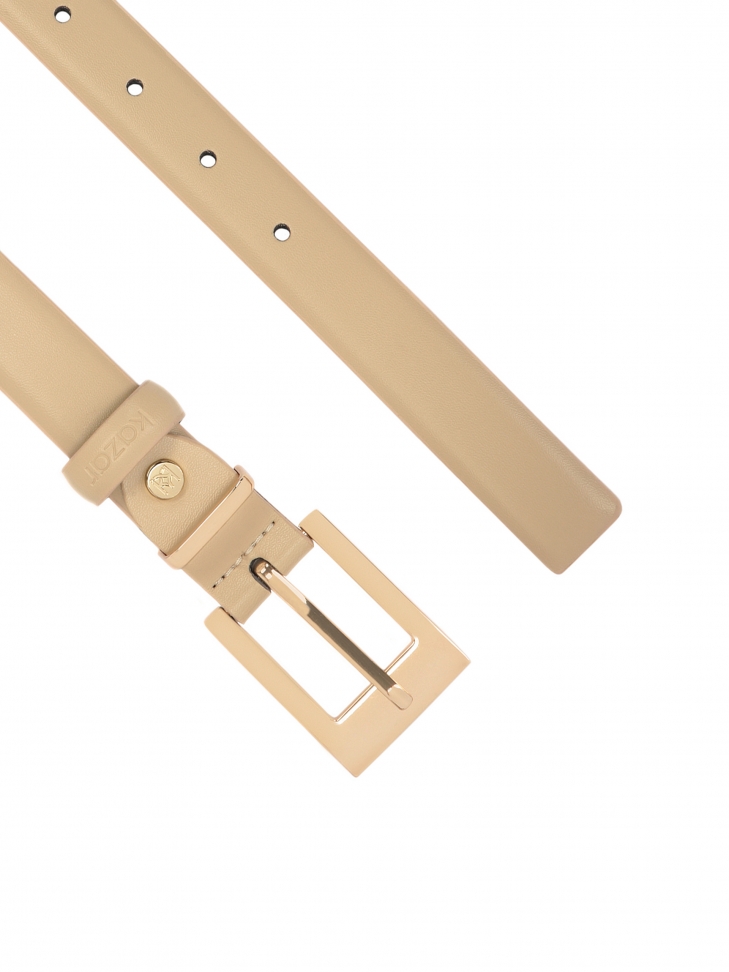 Beżowy pasek z klasyczną klamrą