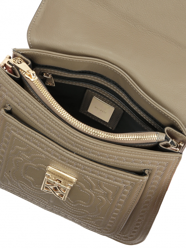 Skórzany kuferek z naturalnej skóry w taupe kolorze