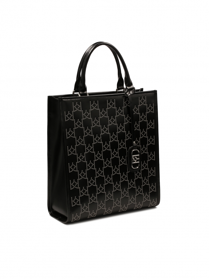 Duża torebka z wyopkowanymi metalowymi monogramami