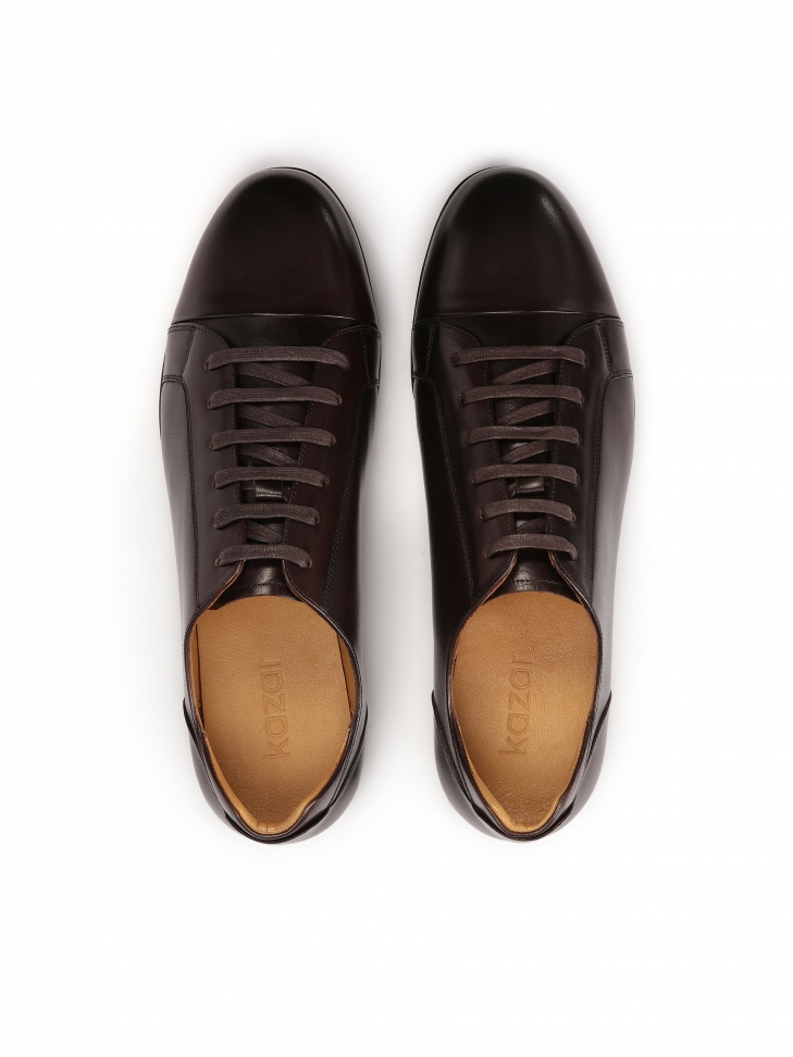 Casualowe skórzane półbuty w brązowym kolorze