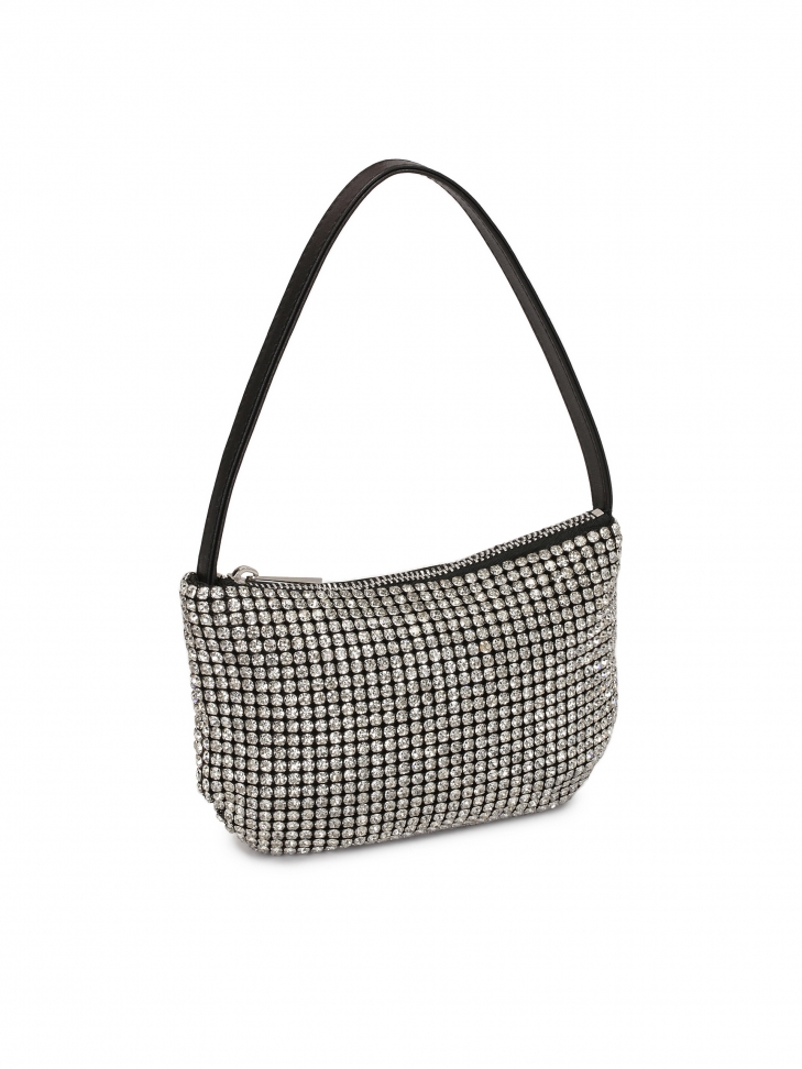 Mała torebka do ręki ze srebrnymi cyrkoniami