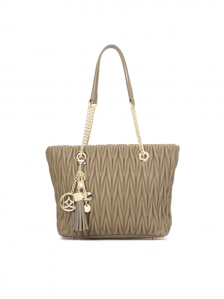 Pojemna torebka na ramię w pikowany wzór