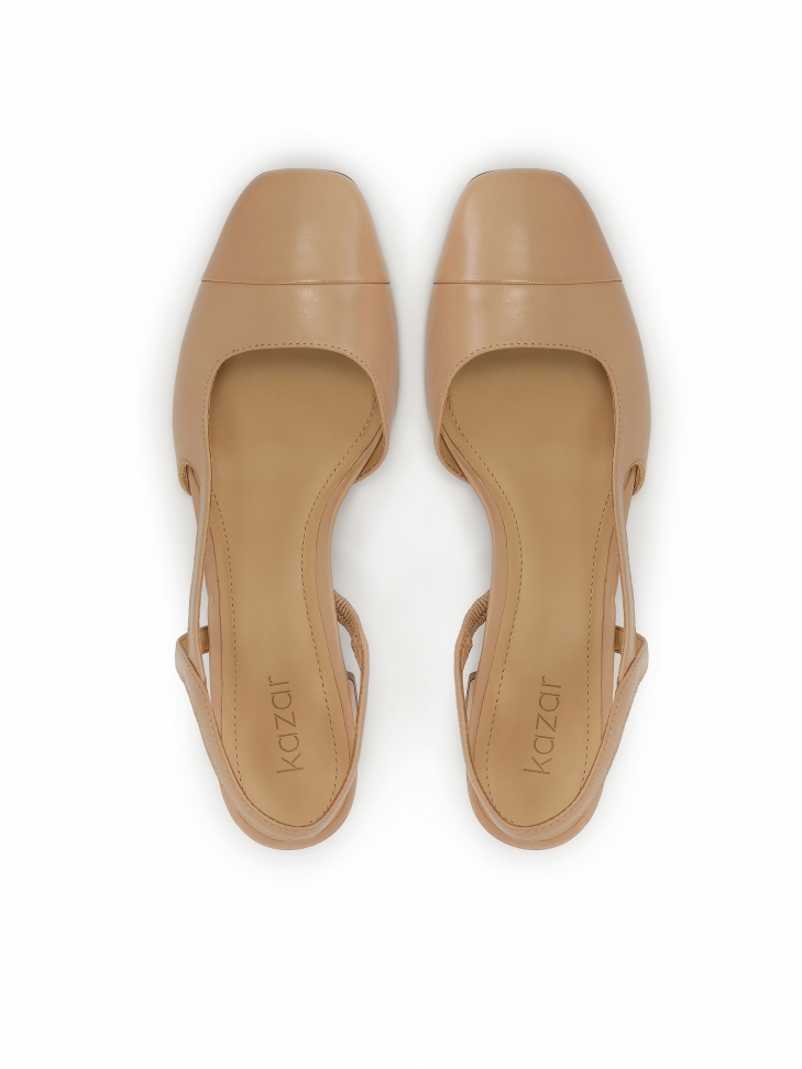 Beżowe czółenka z otwartą piętą