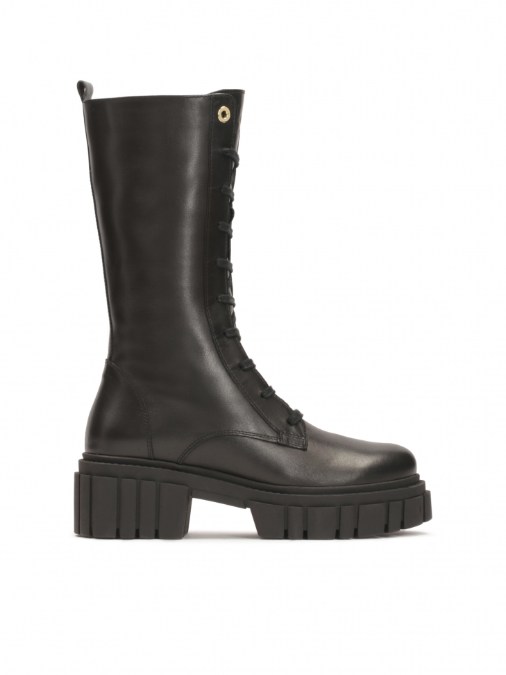 Wysokie skórzane trzewiki z grubą podeszwą