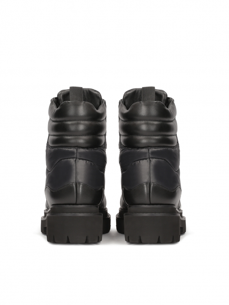 Czarne męskie trzewiki z łączonych materiałów