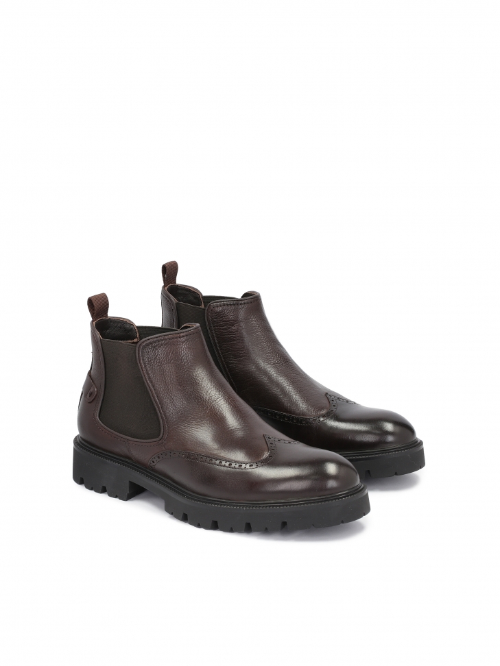 Brązowe sztyblety męskie na trepowej podeszwie