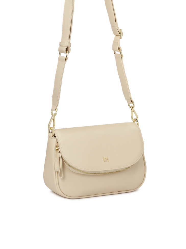 Kremowa torebka z kieszenią w klapie