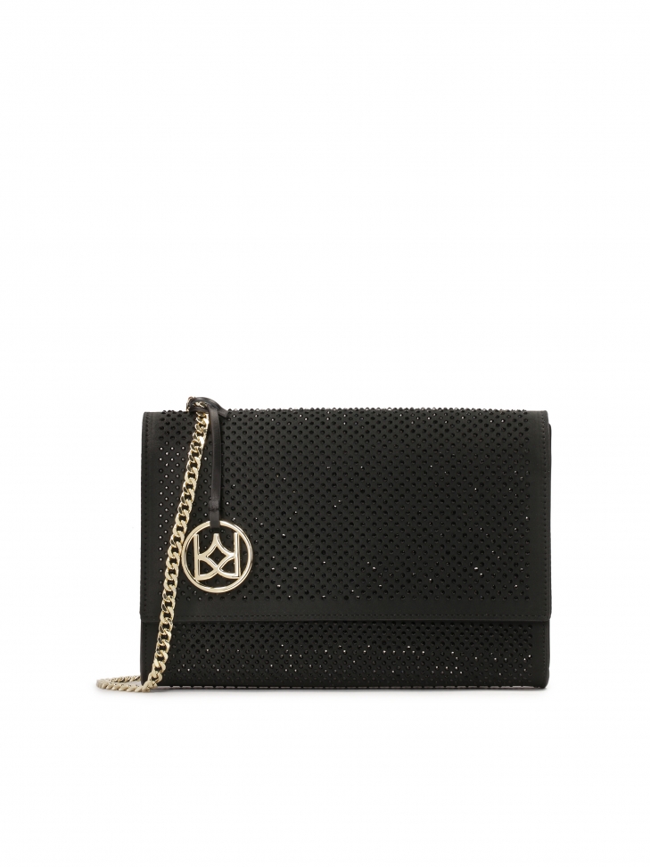 Zdobiona yształkami czarna torebka na ramię