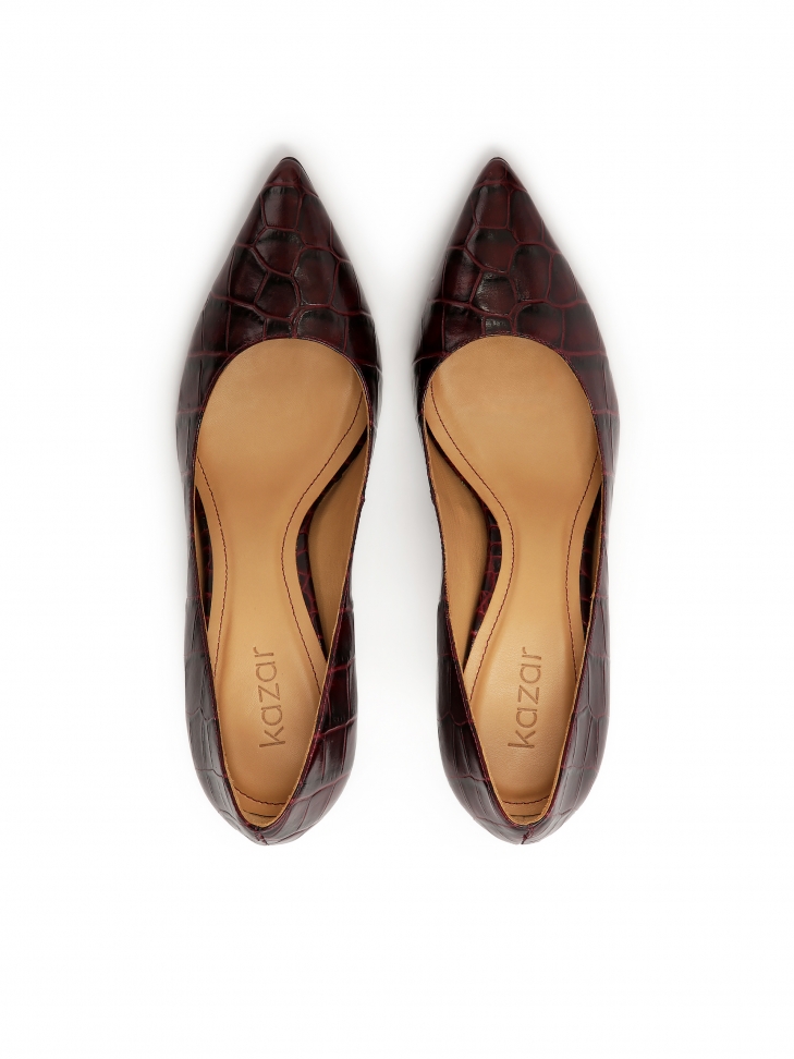 Bordowe cieniowane czółenka we wzór croco