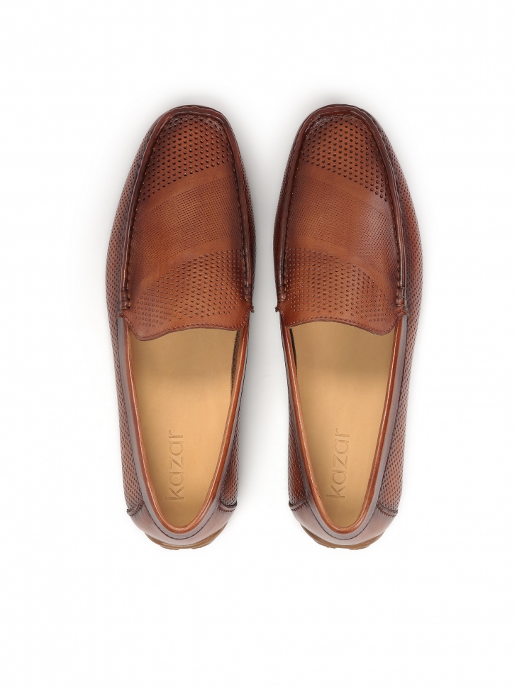 Przewiewne skórzane mokasyny z perforacją