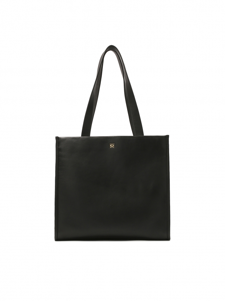 Duża torebka tote bag z czarnej skóry