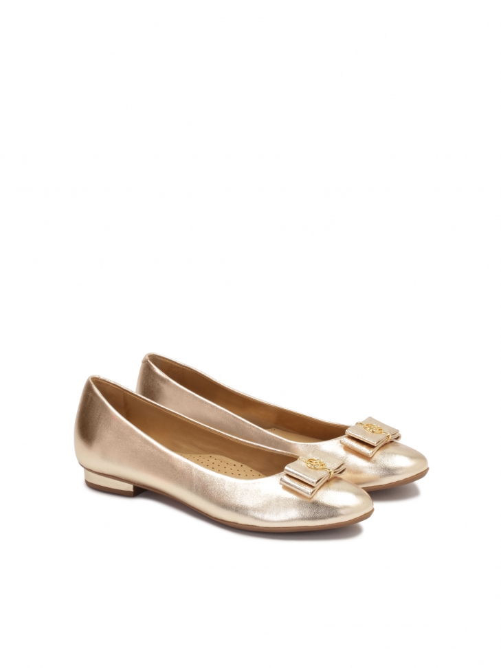 Złote baleriny damskie