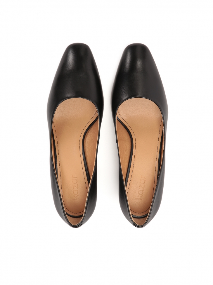 Klasyczne czarne czółenka na szerokim obcasie