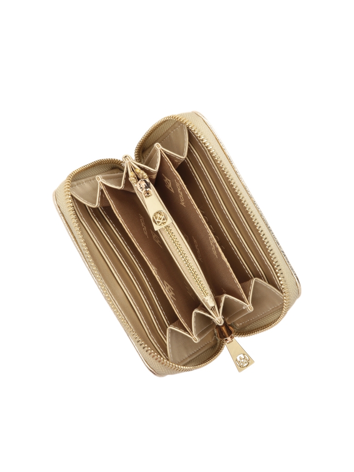 Kompaktowy portfel z metalizowanej skóry