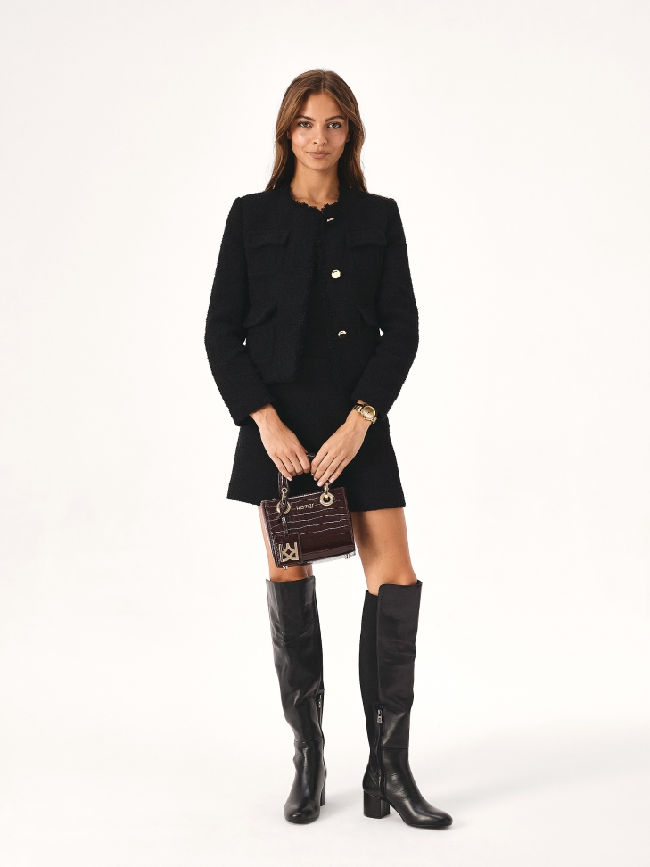 Czarne kozaki na obcasie z elastyczną wstawką