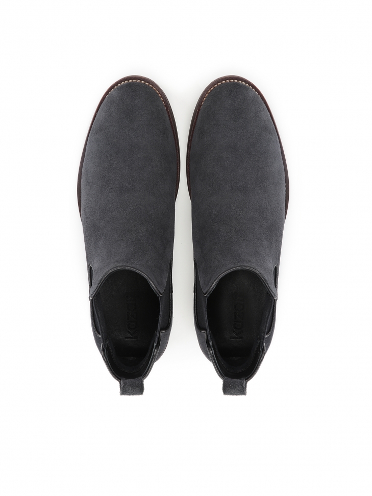 Grafitowe sztyblety męskie na grubym obcasie i podeszwie z bieżnikiem