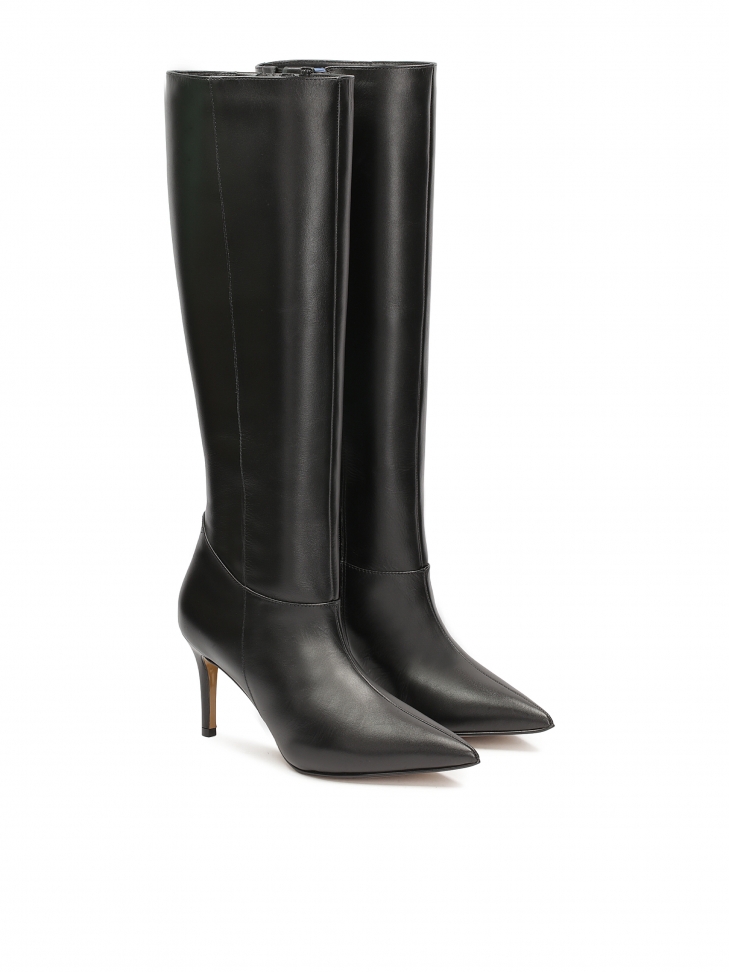 Kozaki z gładkiej skóry na szpilce