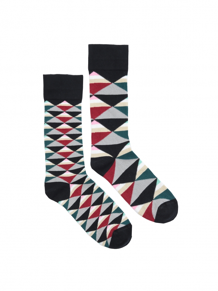 Bawełniane skarpety męskie w geometryczne kształty