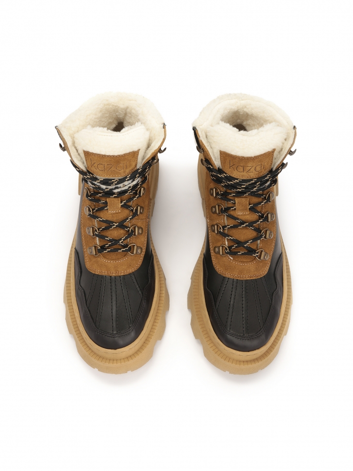 Brązowo-czarne trzewiki na grubej podeszwie