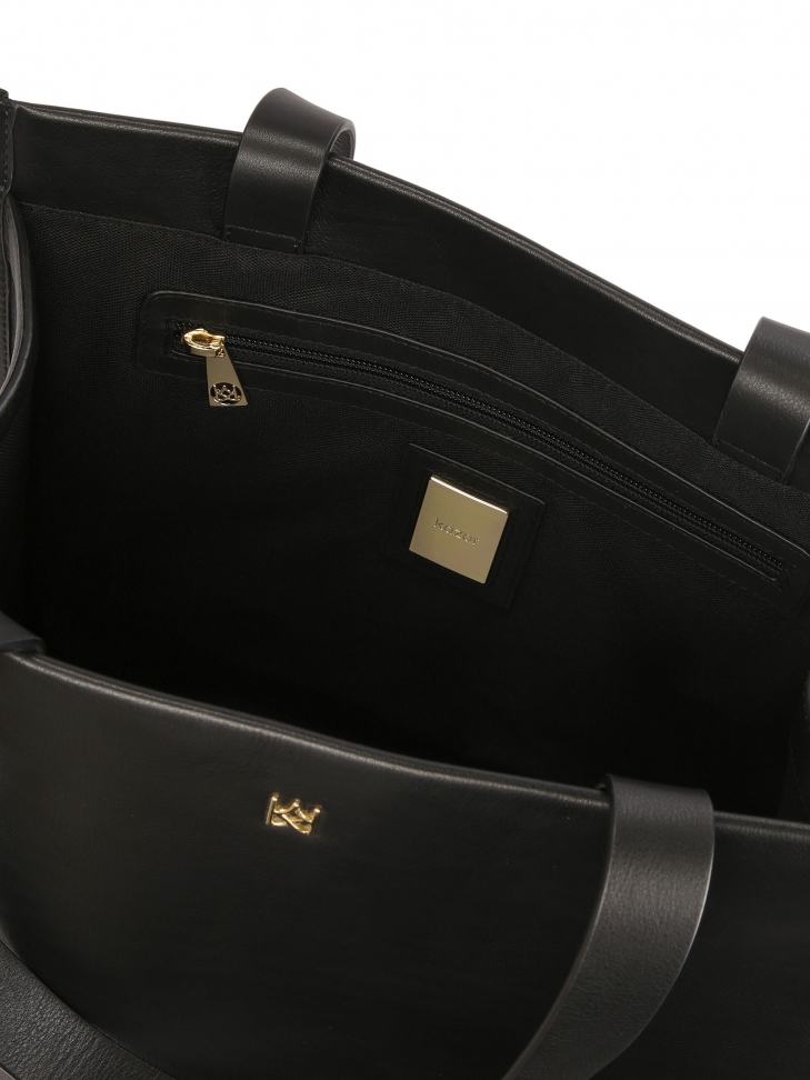 Duża torebka tote bag z czarnej skóry