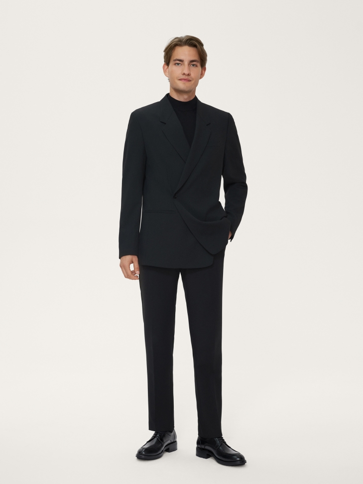 Skórzane czarne półbuty Derby z przeszyciem na nosku