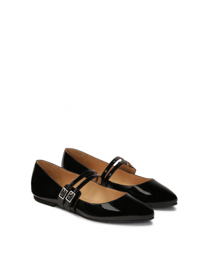 Lakierowane baleriny z dwoma paskami