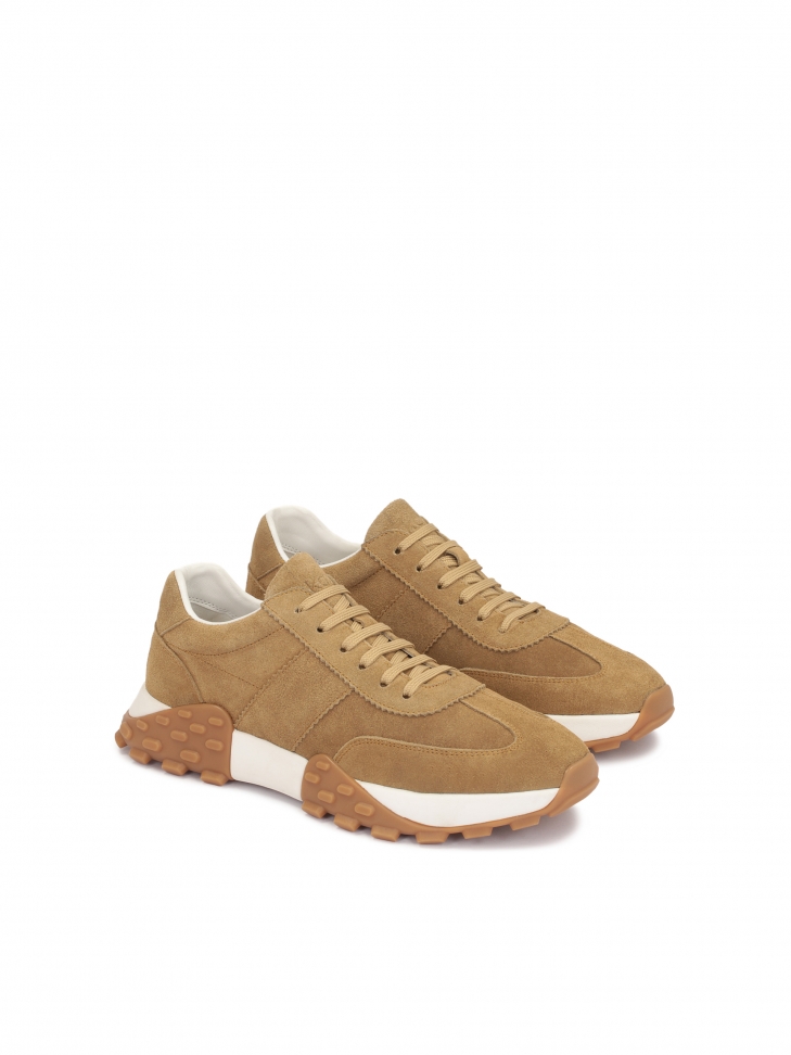 Atrakcyjne beżowe sneakersy męskie na podwyższonej podeszwie