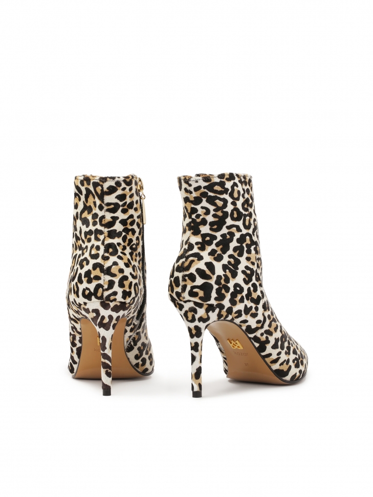 Botki w cętki ze skóry z naturalnym włosiem