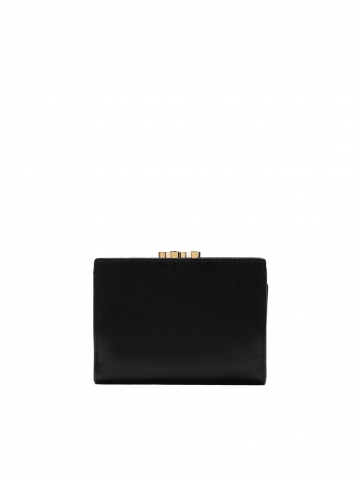 Mały czarny portfel z pikowaniem