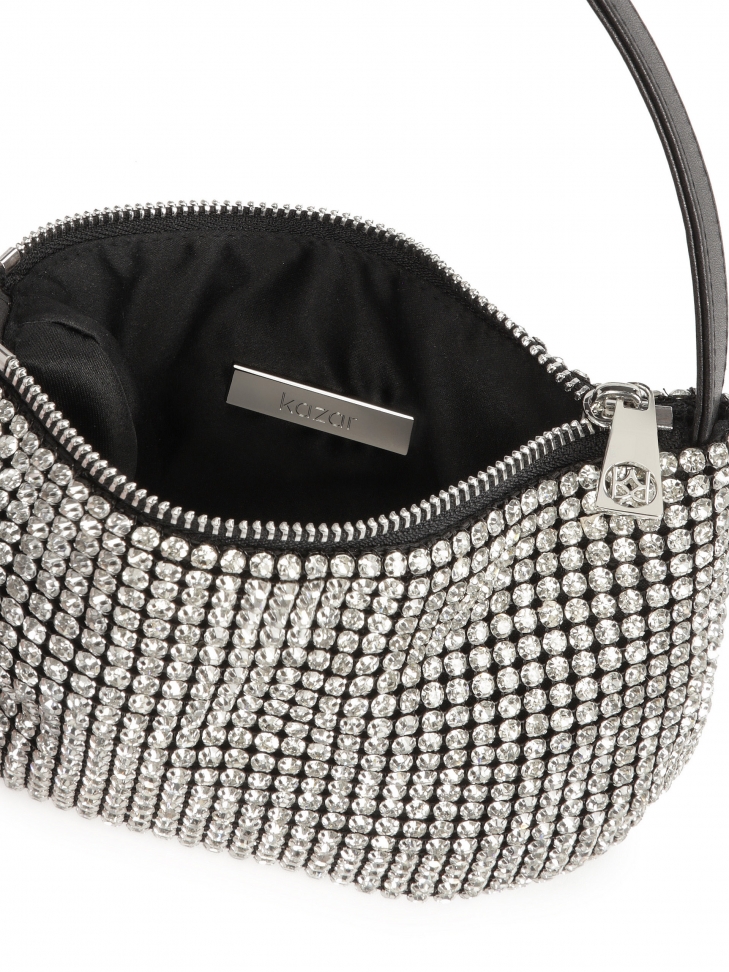 Mała torebka do ręki ze srebrnymi cyrkoniami