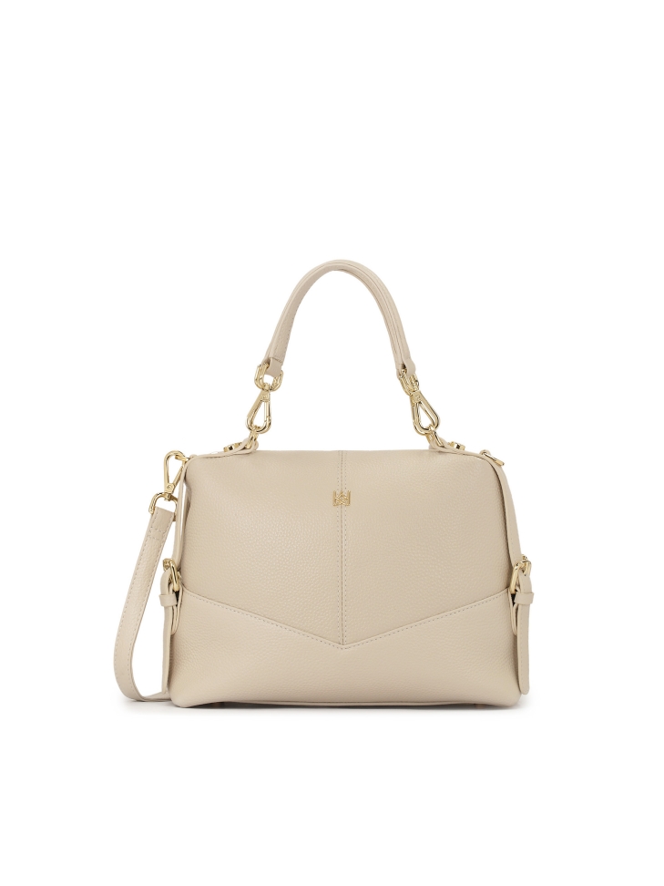 Skórzana jasna torebka z odpinanymi rączkami