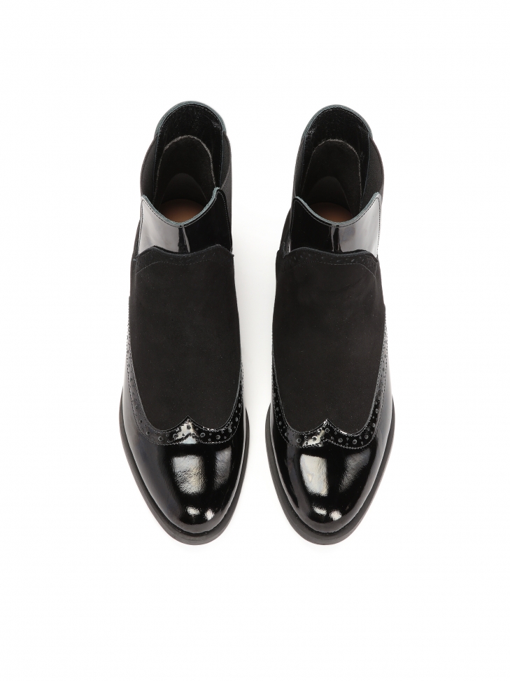 Sztyblety z zamszu i lakierowanej skóry